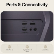 LG 32 in UltraGea™ G6, QHD 200Hz žaidimų monitorius, Žaidimų monitoriaus vaizdas iš galo, kuriame matomi jo jungčių lizdai, įskaitant du HDMI™ 2.0 įėjimus ir du DisplayPort 1.4 lizdus su DSC palaikymu., 32G620B-B, thumbnail 11